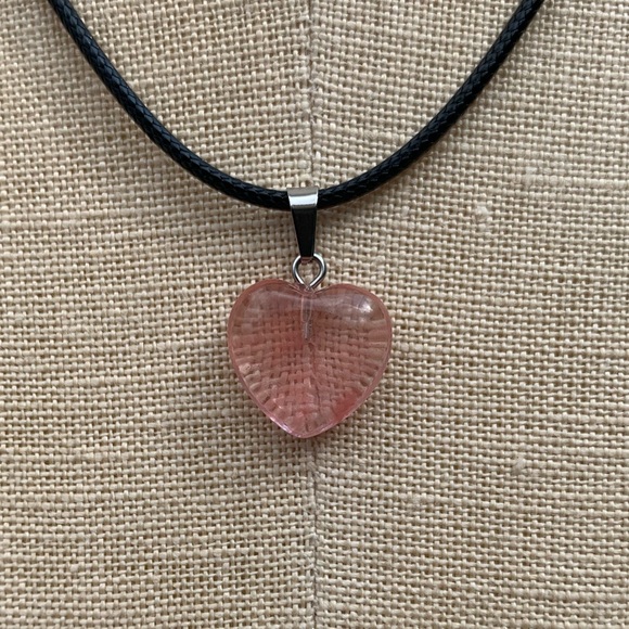 Handmade Genuine Stone/Glass Heart Amulet Necklace - Picture 3 of 12